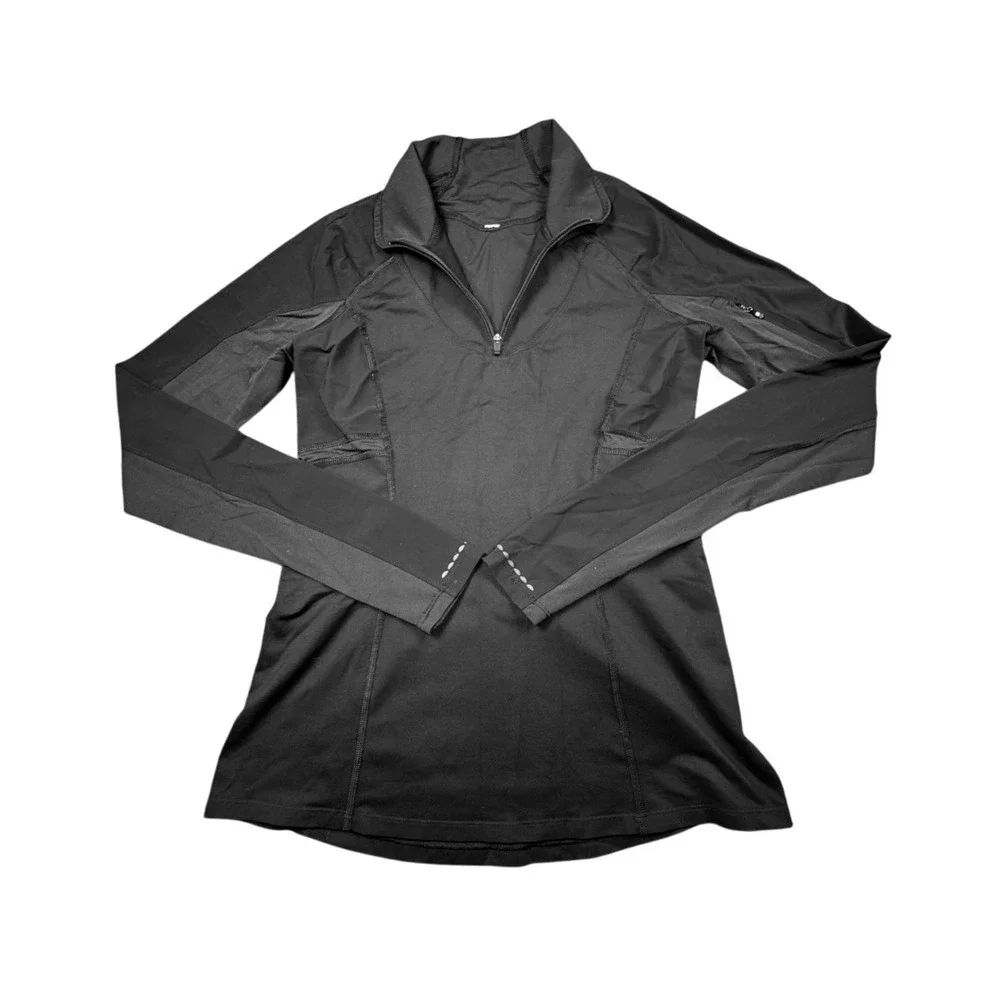 Lululemon‎ Black Half Zip Activewear Pullover Top Stretchy Running Performance